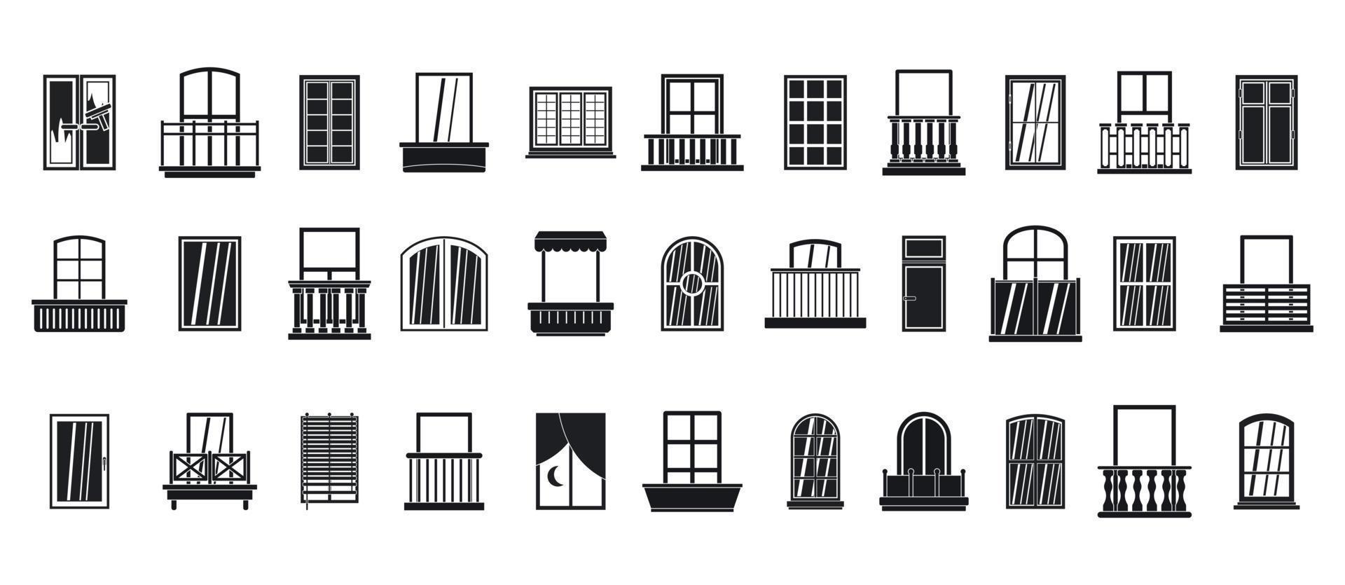 Fenster-Icon-Set, einfacher Stil vektor