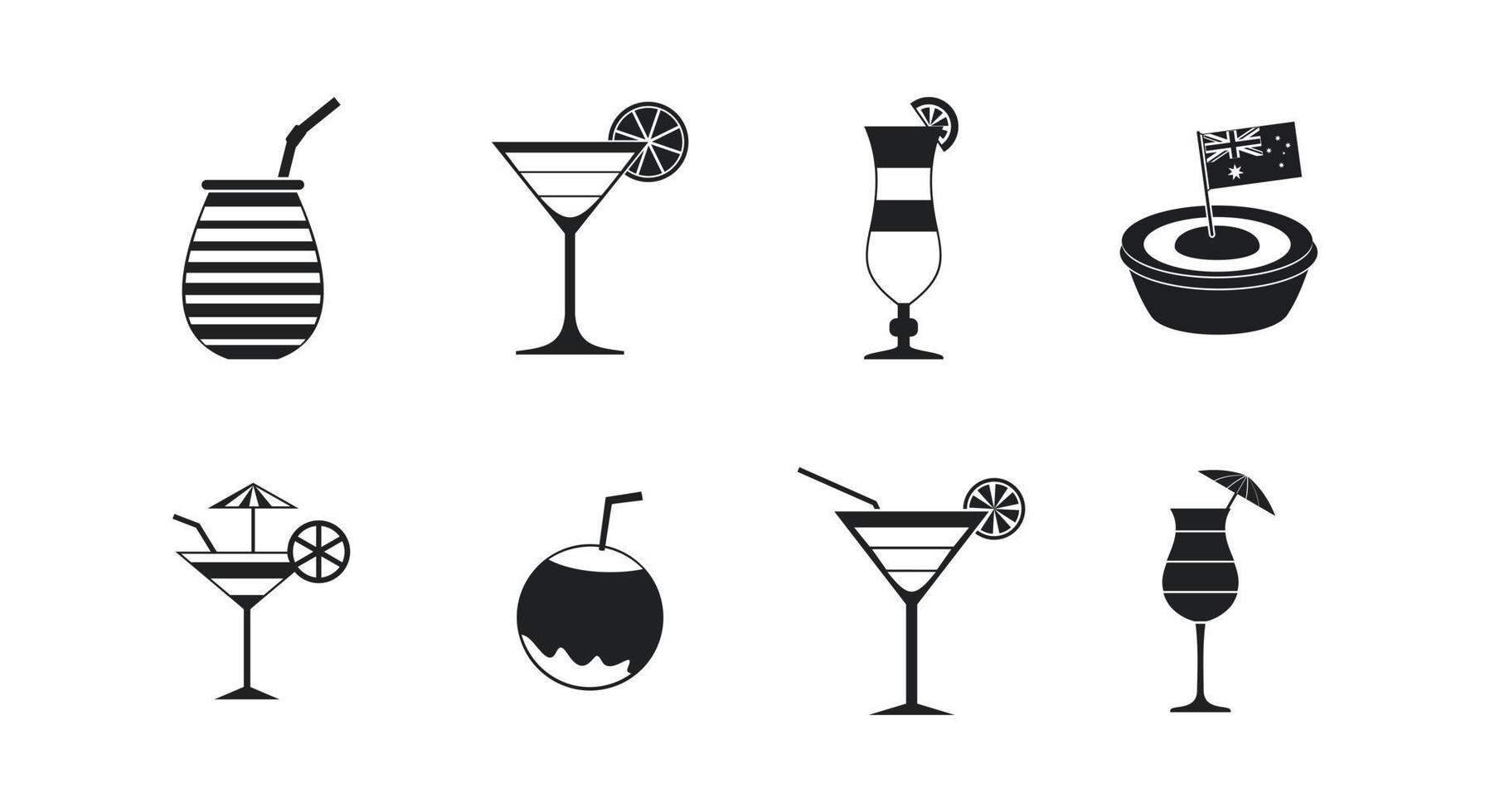 Cocktail-Icon-Set, einfacher Stil vektor