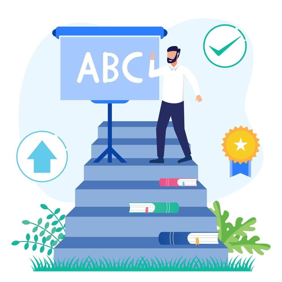 Illustration Vektorgrafik Zeichentrickfigur der Verbesserung der Lehrerqualität vektor