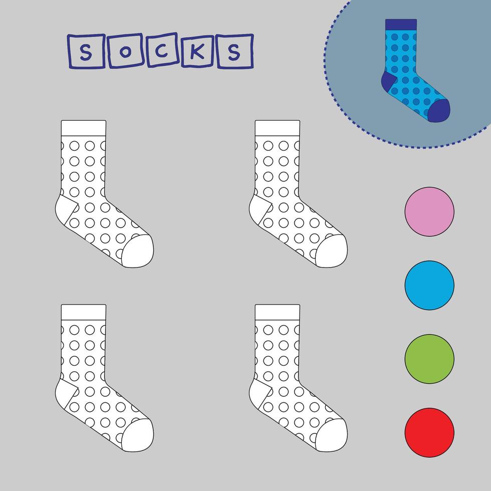 Malbuch von Socken. pädagogische kreative Spiele für Kinder im Vorschulalter vektor
