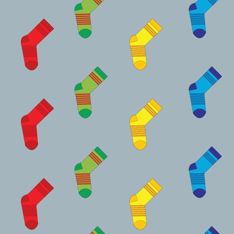 mönster av vektor färgglada strumpor på en grå bakgrund