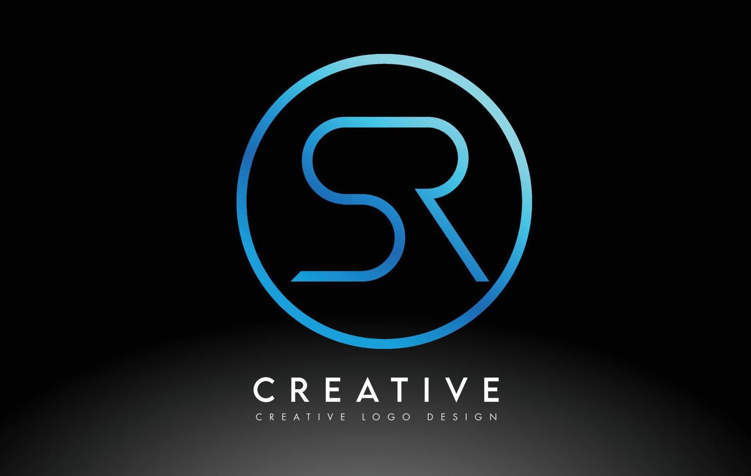 neonblå sr bokstäver logotyp design slim. kreativt enkelt rent brev koncept. vektor
