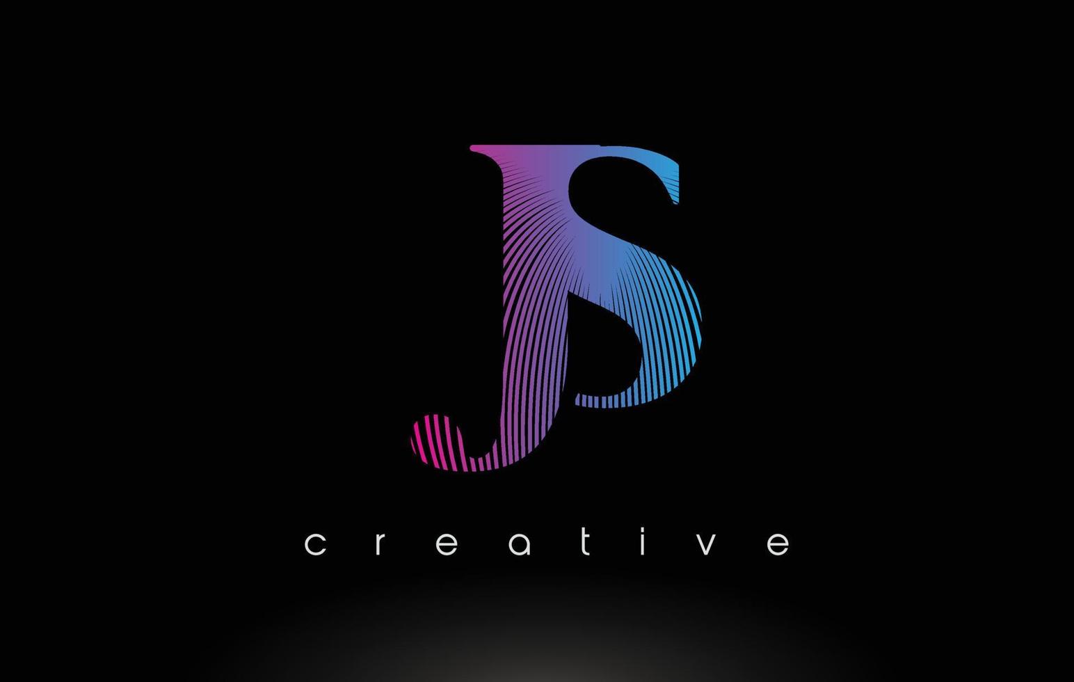 js-Logo-Design mit mehreren Linien und lila blauen Farben. vektor