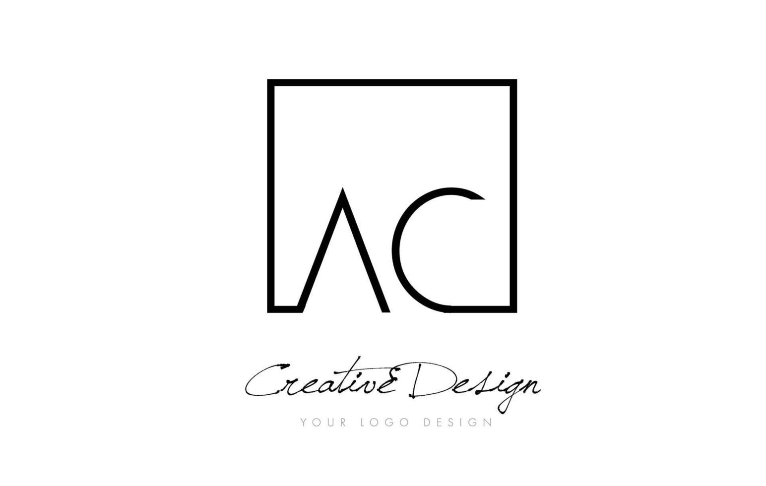 ac Square Frame Letter Logo Design mit schwarzen und weißen Farben. vektor