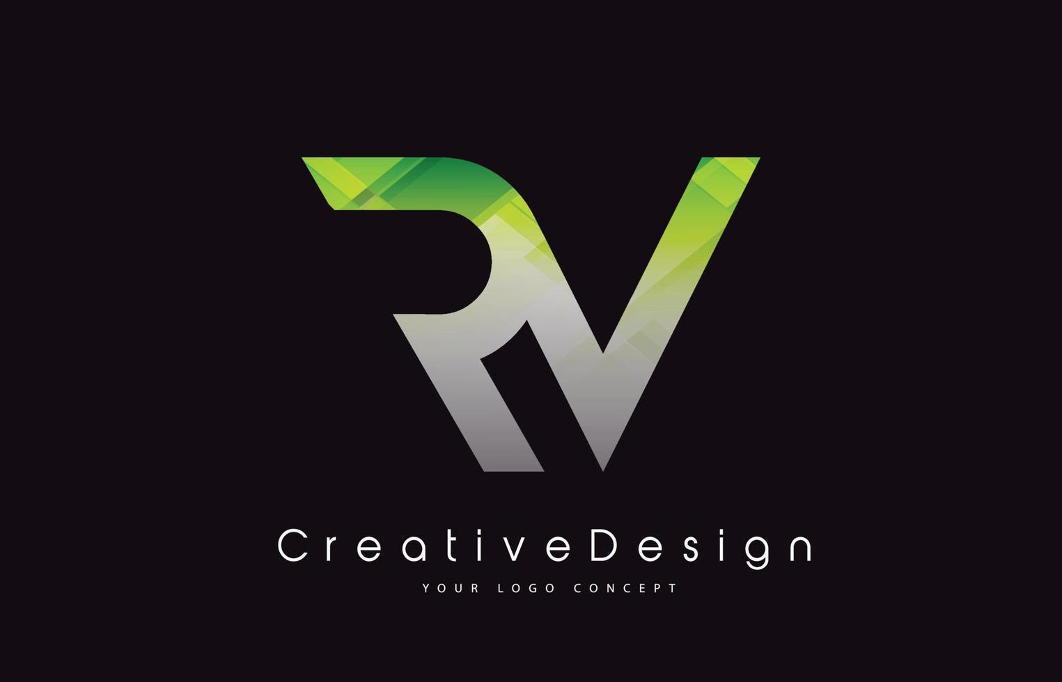 rv brev logotyp design. grön textur kreativ ikon moderna bokstäver vektor logotyp.