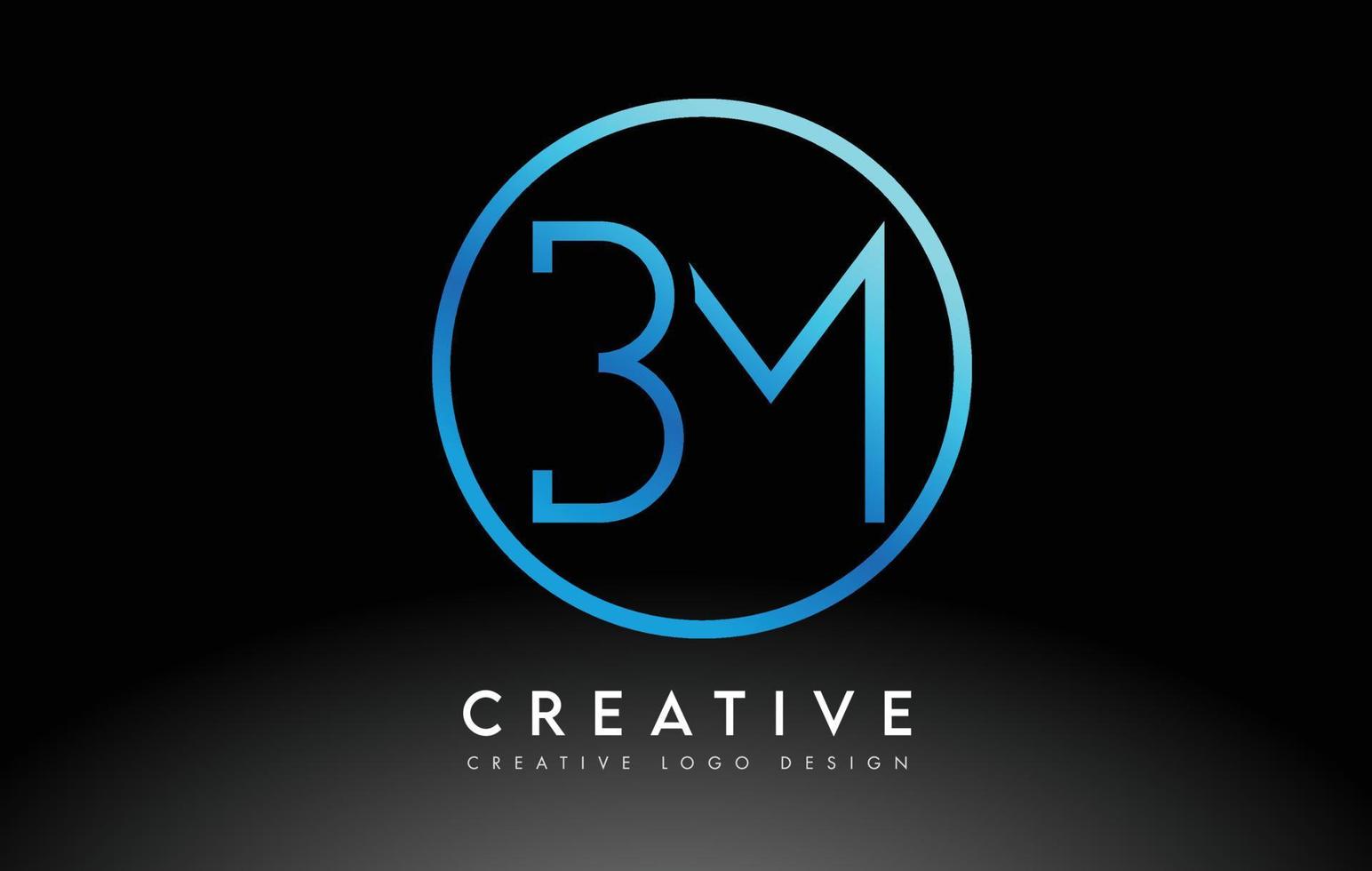 neonblå bm bokstäver logotyp design slim. kreativt enkelt rent brev koncept. vektor