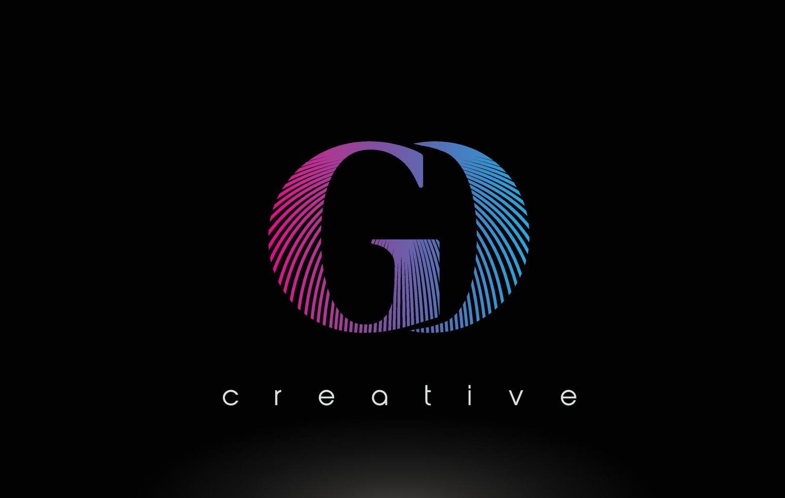 go logotypdesign med flera linjer och lila blå färger. vektor