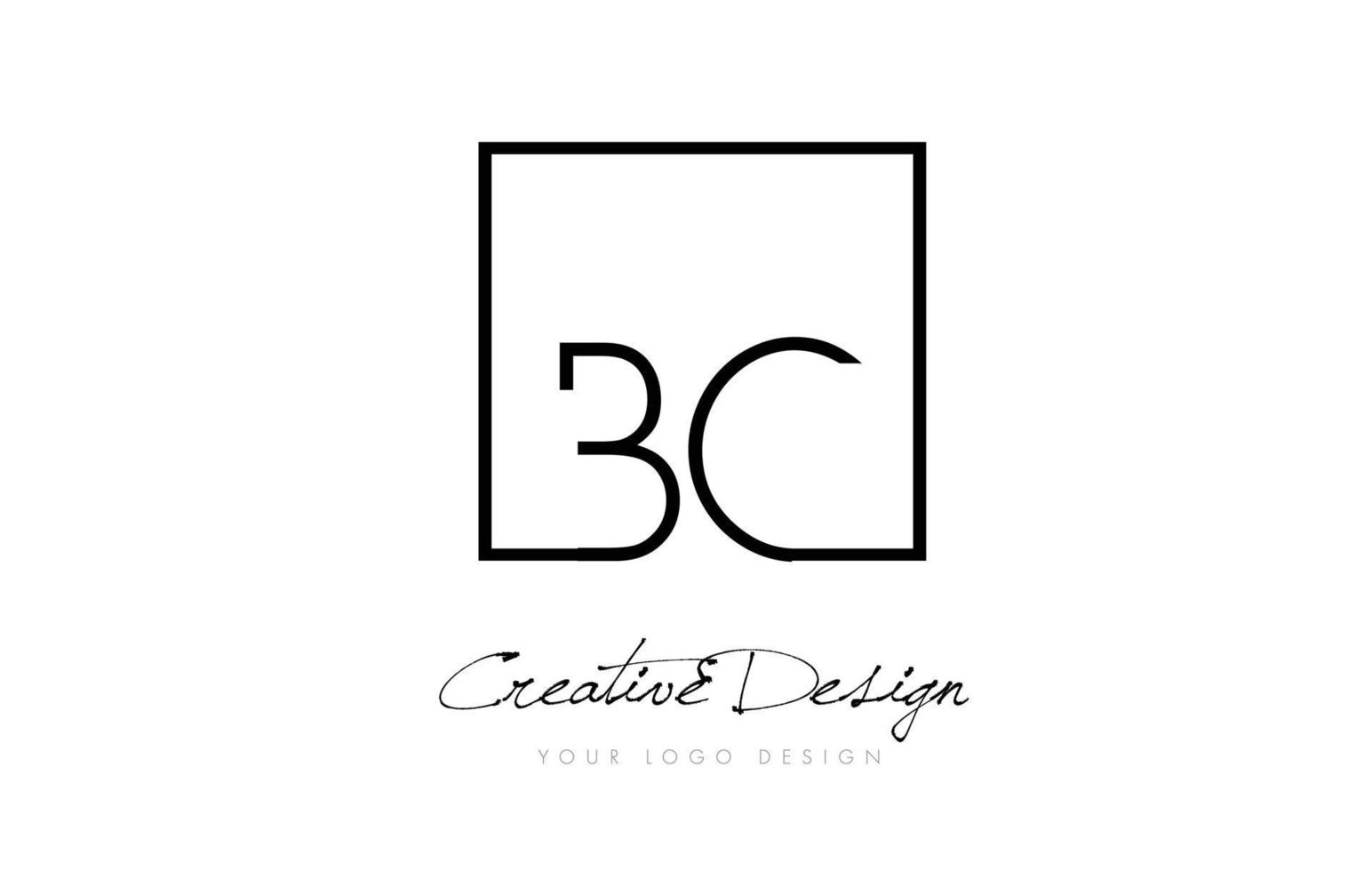 bc quadratischer Rahmen-Brief-Logo-Design mit schwarzen und weißen Farben. vektor