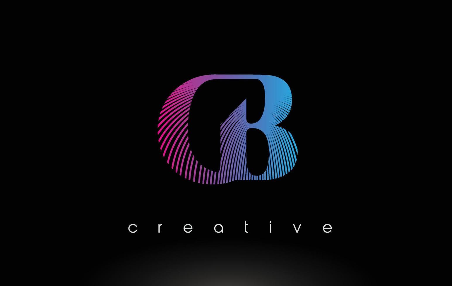 cb-logotypdesign med flera linjer och lila blå färger. vektor