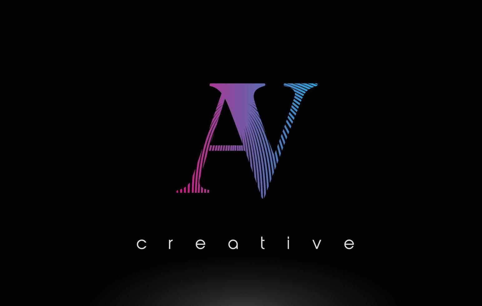 AV-Logo-Design mit mehreren Linien und lila blauen Farben. vektor