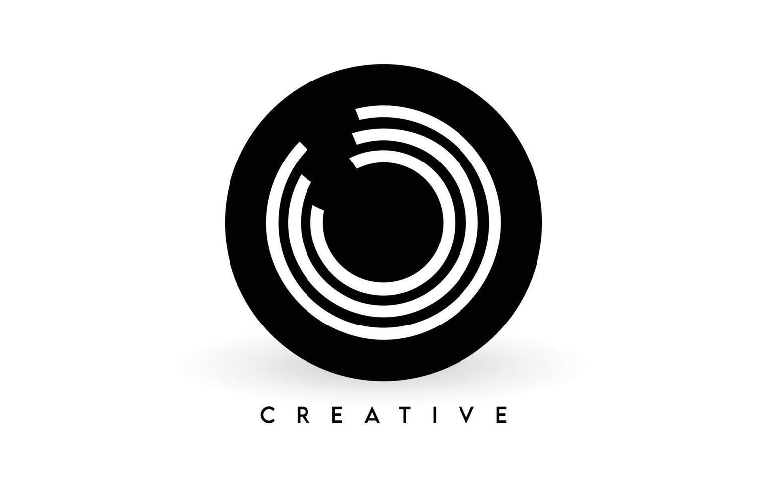 o-Buchstaben-Logo-Design auf einem schwarzen Kreis. kreative weiße Linien ein Buchstabe-Logo-Icon-Vektor vektor