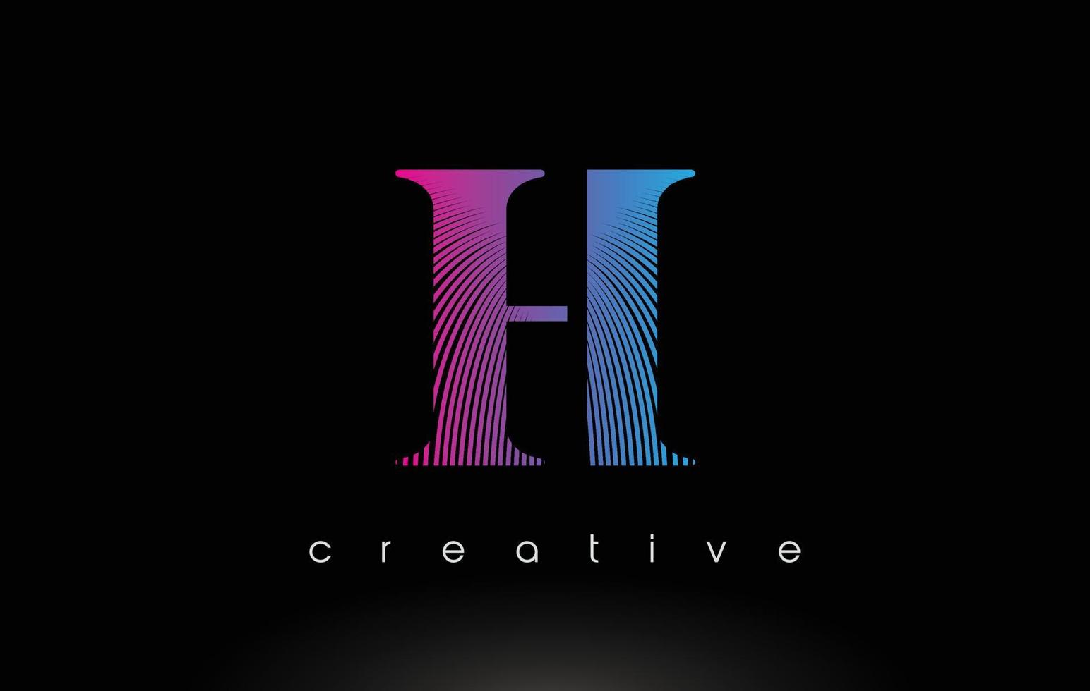 h-Logo-Design mit mehreren Linien und violett-blauen Farben. vektor