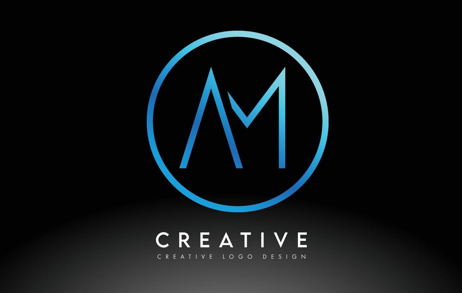 neonblå am bokstäver logotyp design slim. kreativt enkelt rent brev koncept. vektor