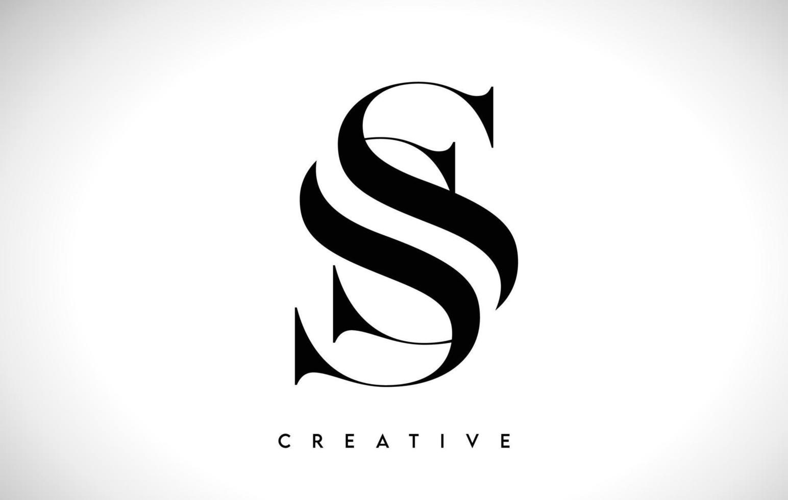 ss künstlerisches Brief-Logo-Design mit Serifenschrift in schwarz-weißer Farbvektorillustration vektor