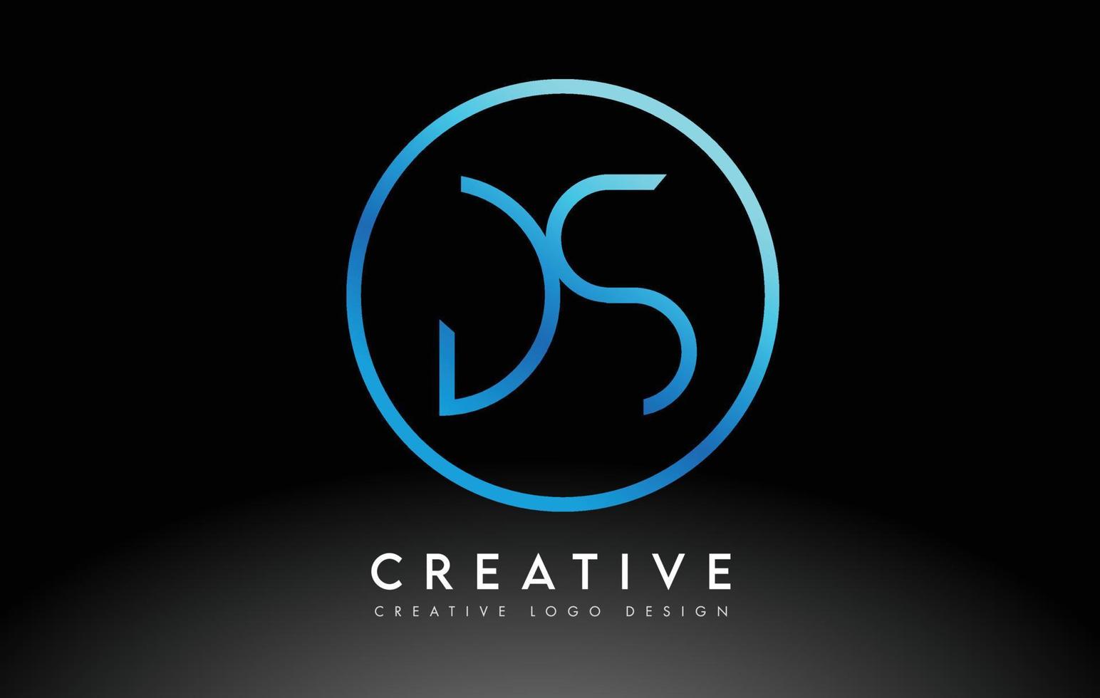 neonblå ds bokstäver logotyp design slim. kreativt enkelt rent brev koncept. vektor