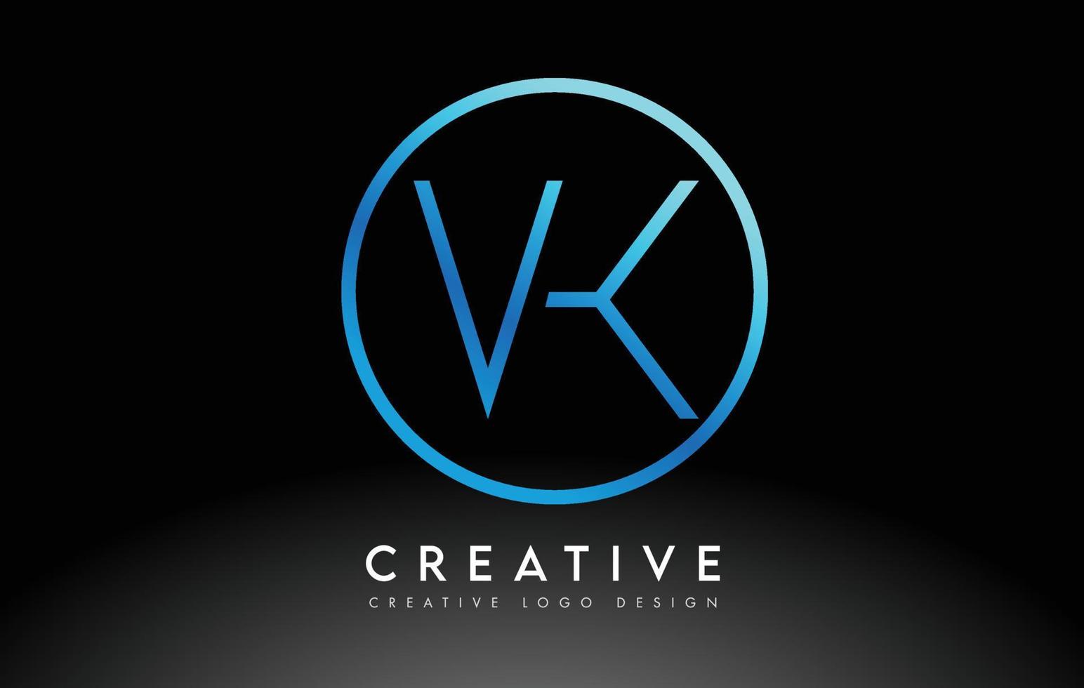 Neonblaues vk-Buchstaben-Logo-Design schlank. kreatives einfaches sauberes briefkonzept. vektor