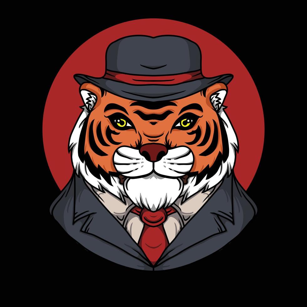 niedliche mafia-tiger-vektorillustration vektor