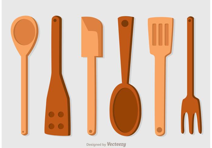 Wooden Spoons Ikoner Vector Pack