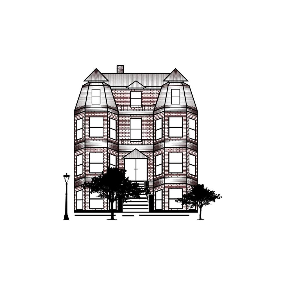 brownstone byggnad illustration vektor