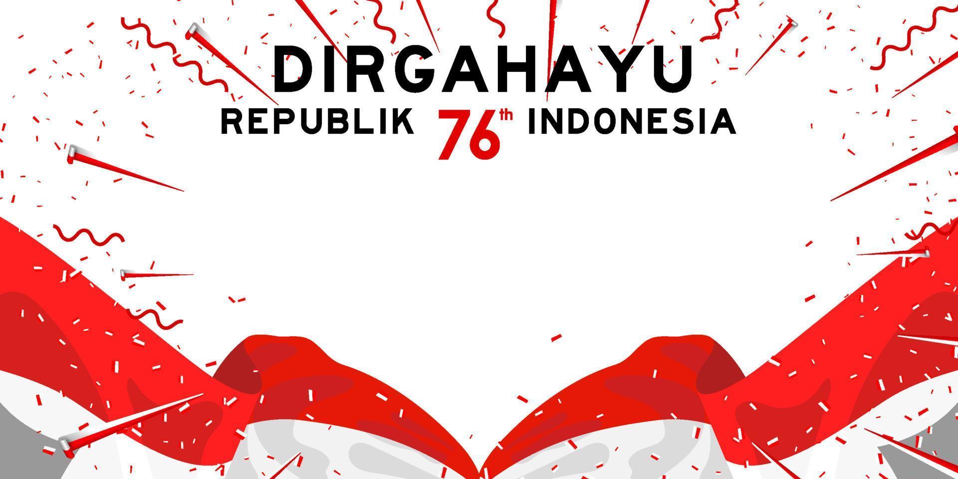 flaggenbanner des indonesischen glücklichen unabhängigkeitstages. 76 Jahre Freiheit in Indonesien vektor