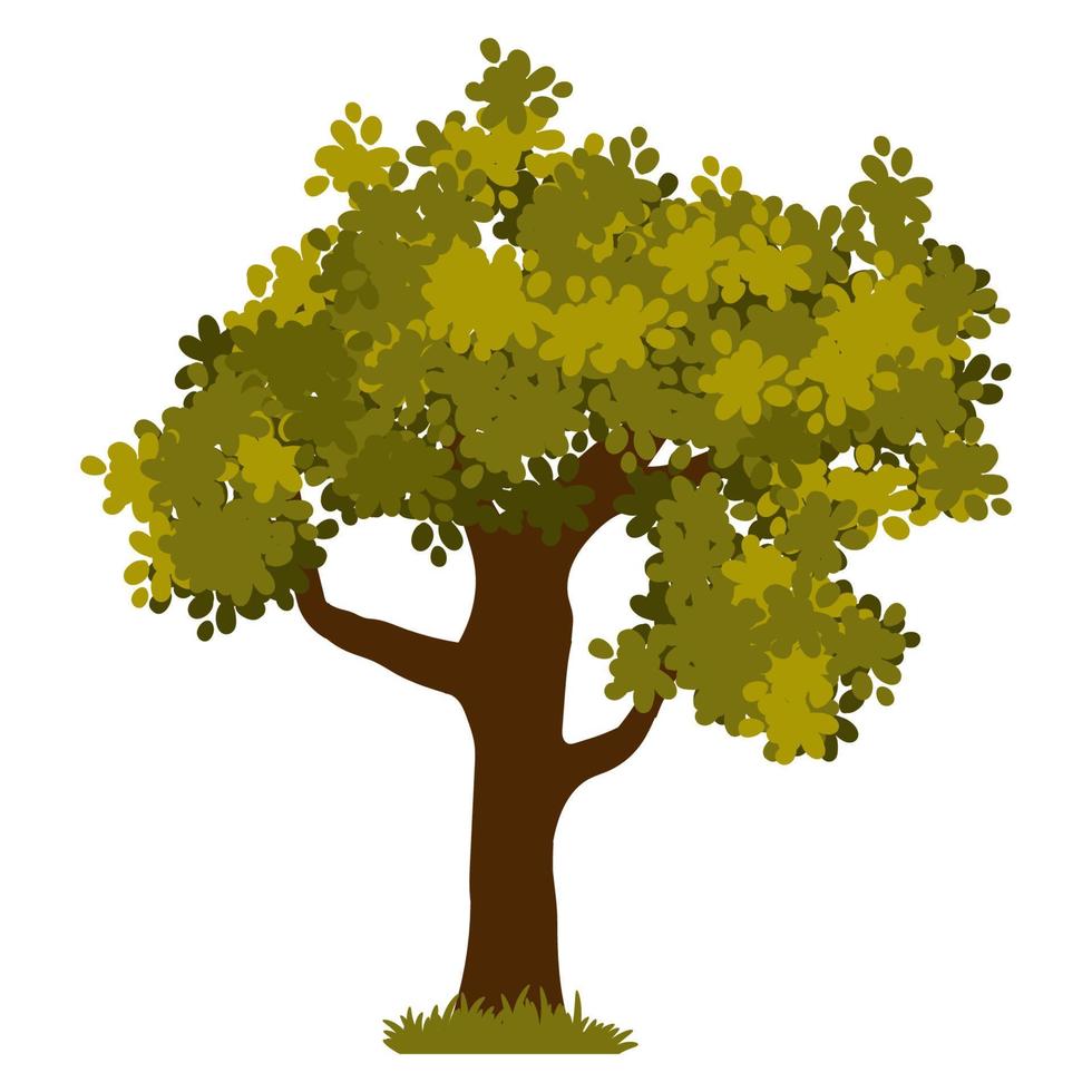 tecknad grönt träd isolerad på en vit bakgrund. vektorelement för våren eller sommaren landskap. vektor