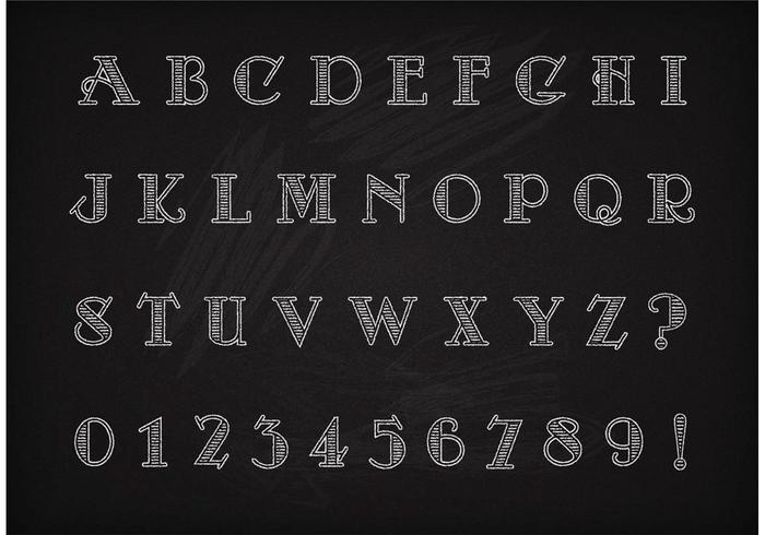 Gratis Vector Kritdraget Art Deco Alfabet och Nummer