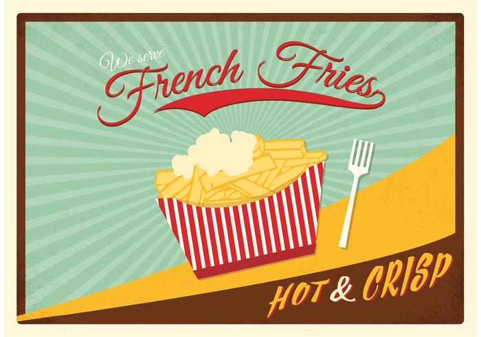 Free Retro Fries mit Sauce Poster Vektor