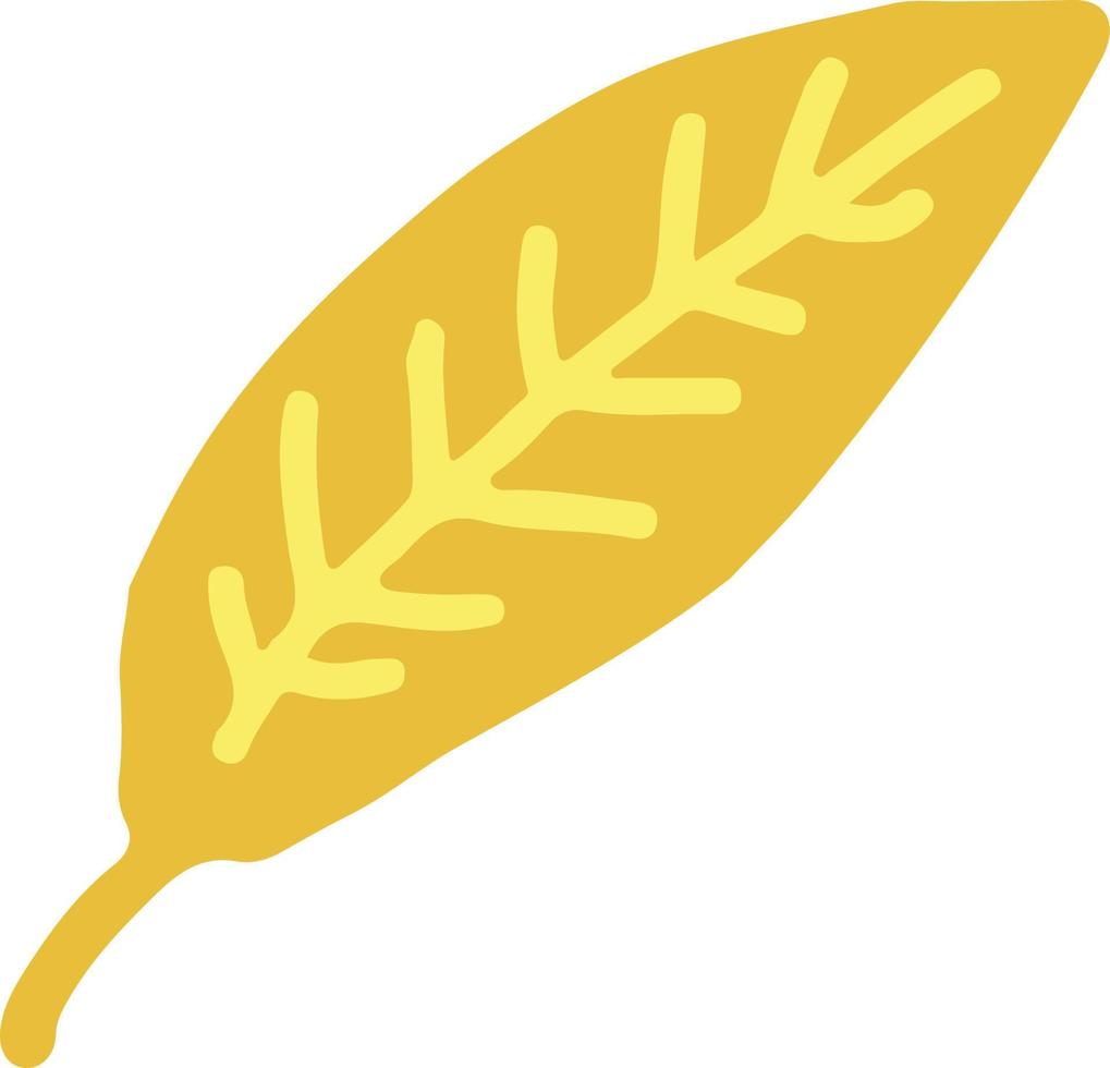Blattsymbol in den Trendfarben 2021. handgezeichnetes Gekritzel. Vektor, Minimalismus. herbst, blätter, aufkleber orange gold vektor