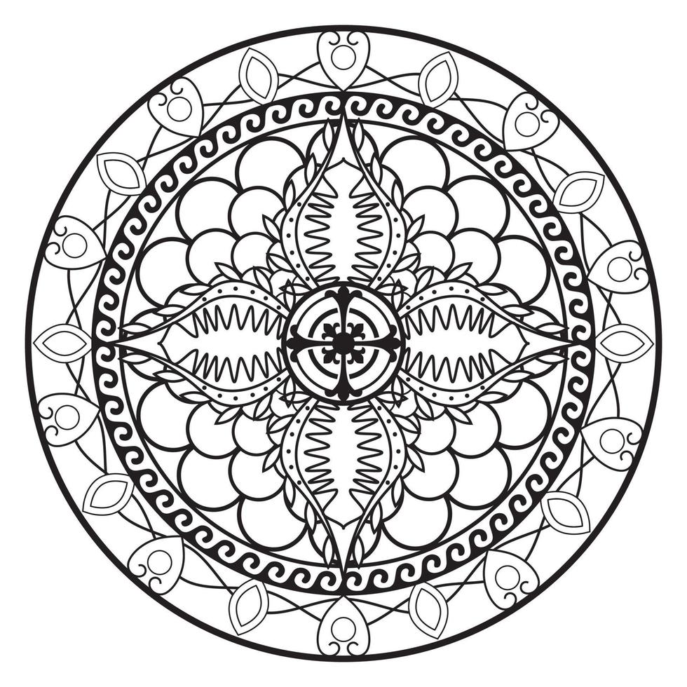 cirkulär blommandala med vintage blommig stil, vektormandala orientaliskt mönster, handritat dekorativt element. unik design med kronbladsblomma. koncept avslappning och meditation användning för sidan logotyp bok vektor