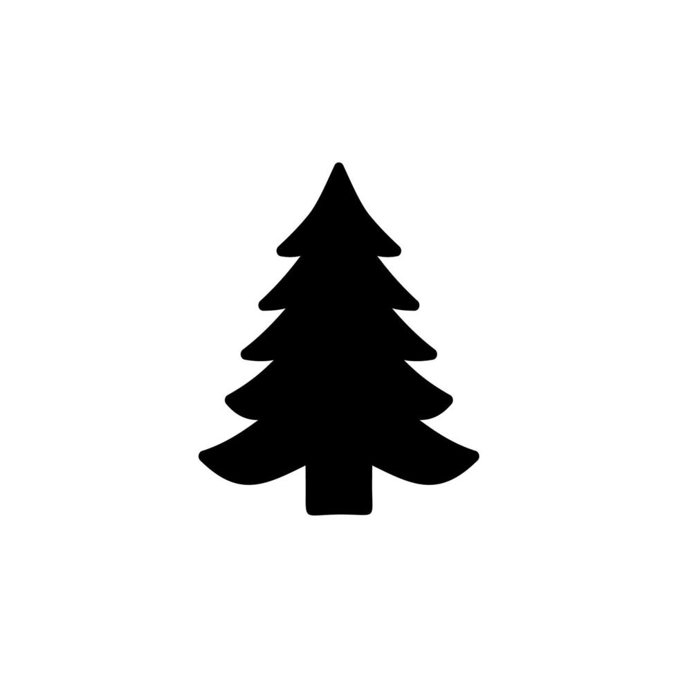 siluett platt ikon, enkel vektor design med skugga. symbol för gran för illustration jul, nyår, julgran basar och mässa