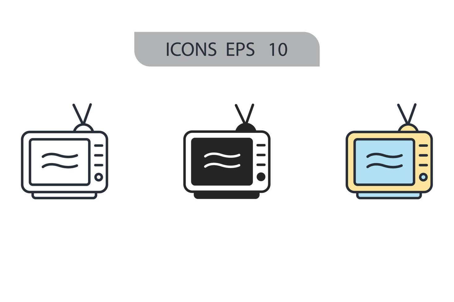 TV-Symbole symbolen Vektorelemente für das Infografik-Web vektor