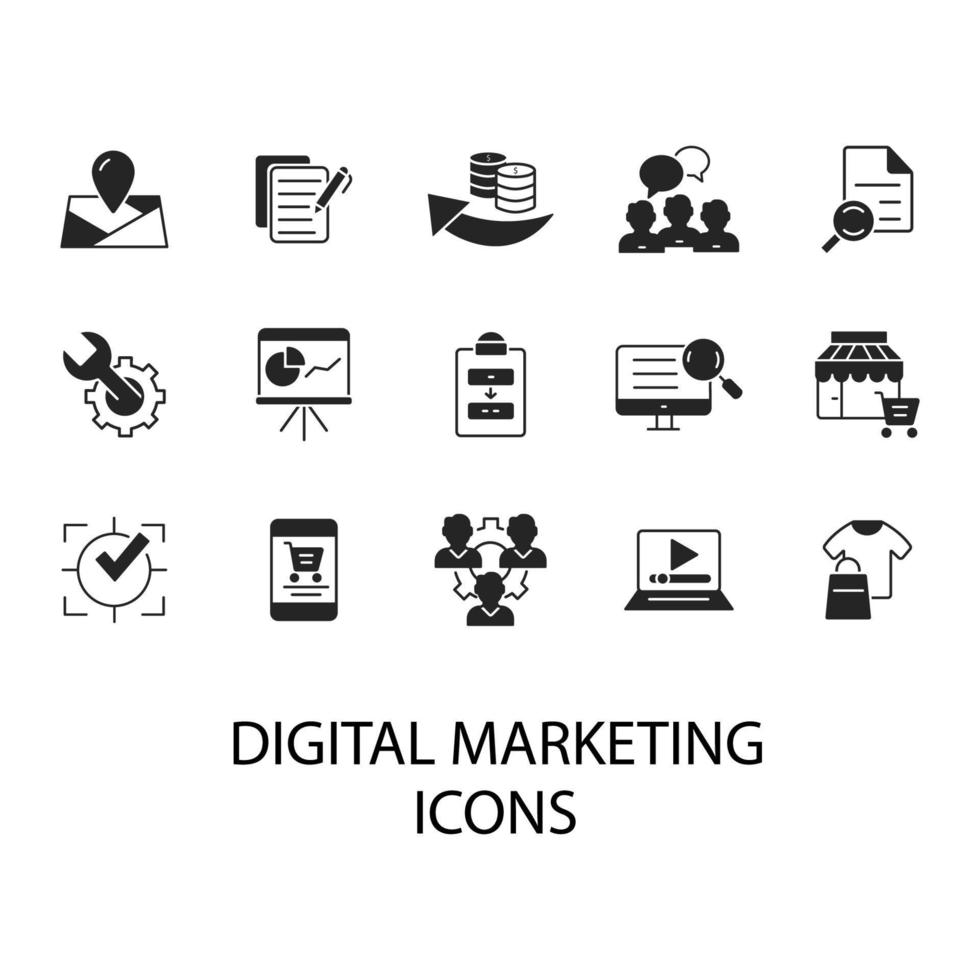 digital marknadsföring ikoner set. digital marknadsföring pack symbol vektorelement för infographic webben vektor