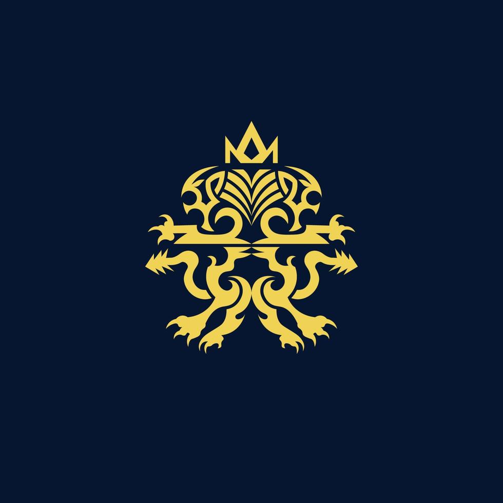 luxus heraldischer könig löwe logo vektor