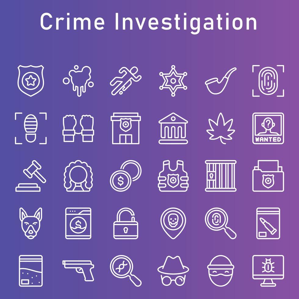 brottsutredning ikonpaket vektor