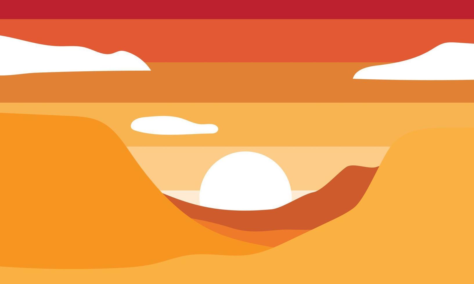 felsiger klippenhintergrund. Sonnenuntergangslandschaft im Tal. Vektor-Illustration im flachen Design-Stil vektor