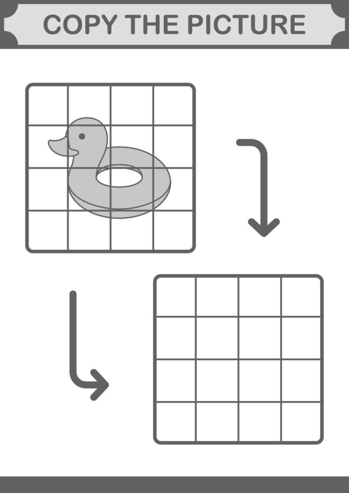 Kopieren Sie das Bild mit aufblasbarer Ente. Arbeitsblatt für Kinder vektor