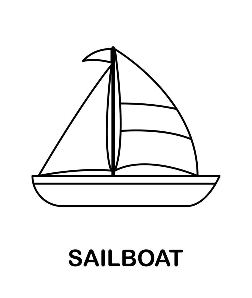 Malvorlage mit Segelboot für Kinder vektor