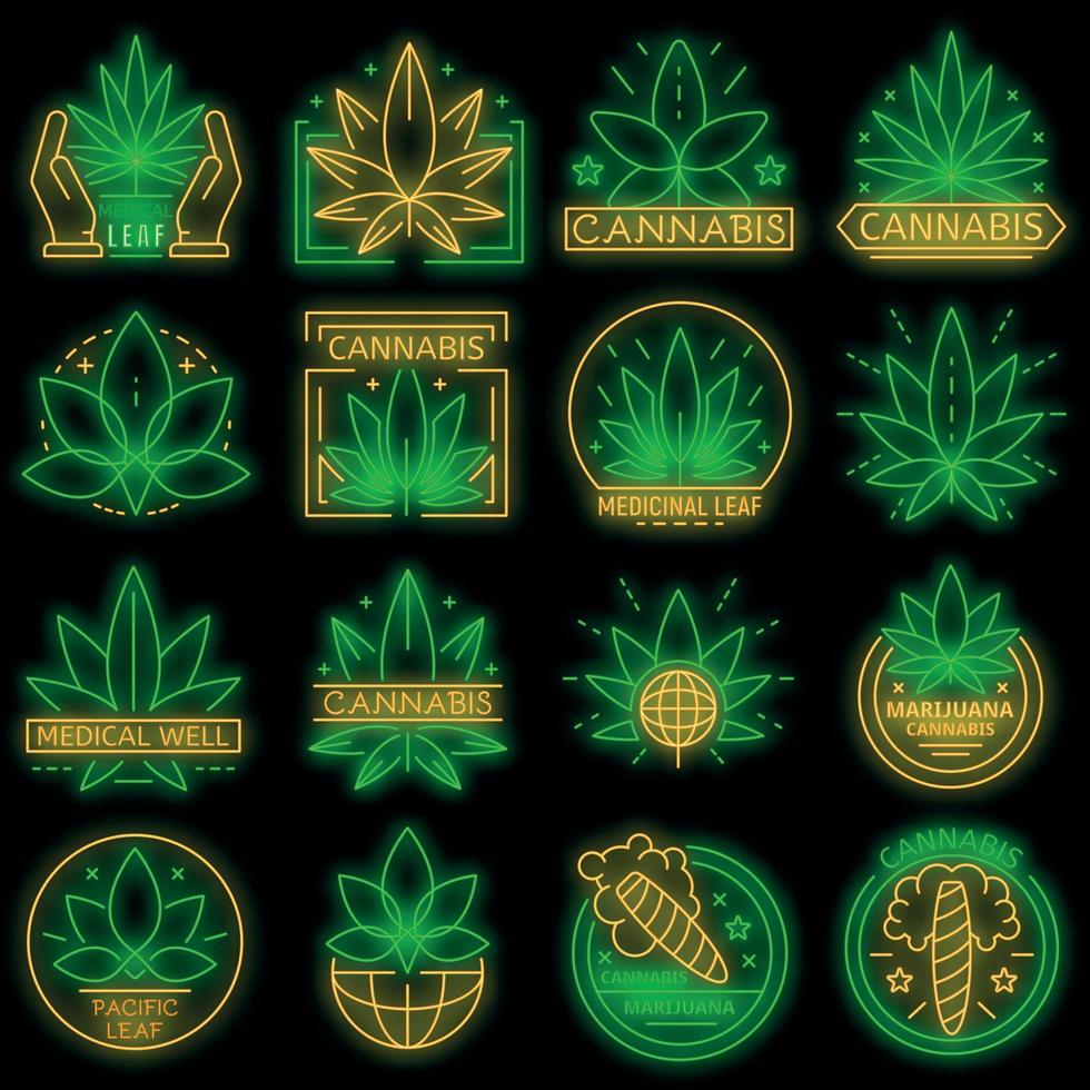 cannabis logotyp set vektor neon