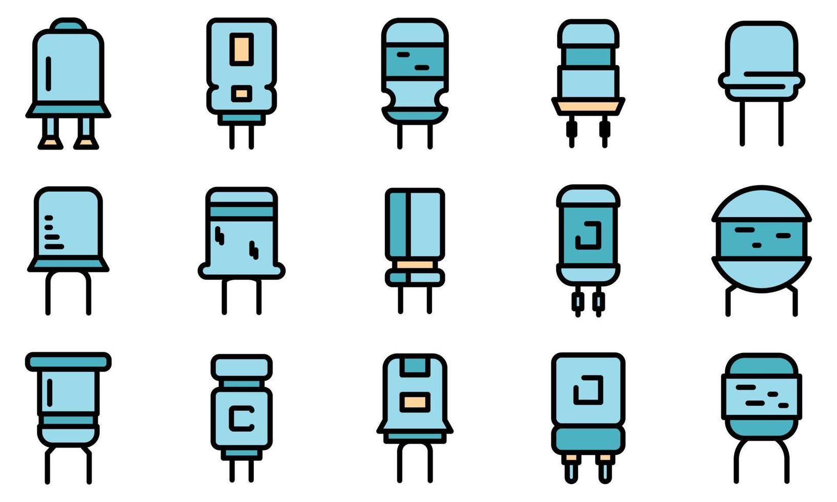 kondensator ikoner som vektor platt