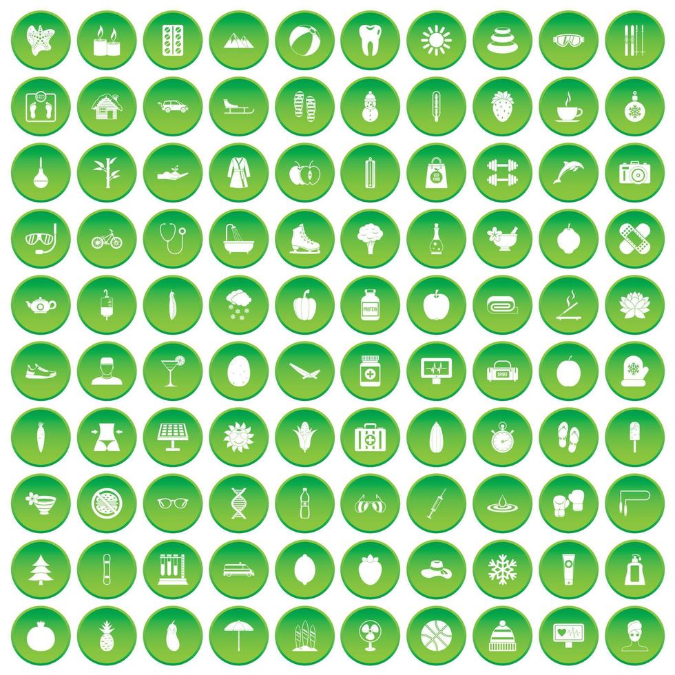 100 Frauensportikonen setzen grünen Kreis vektor