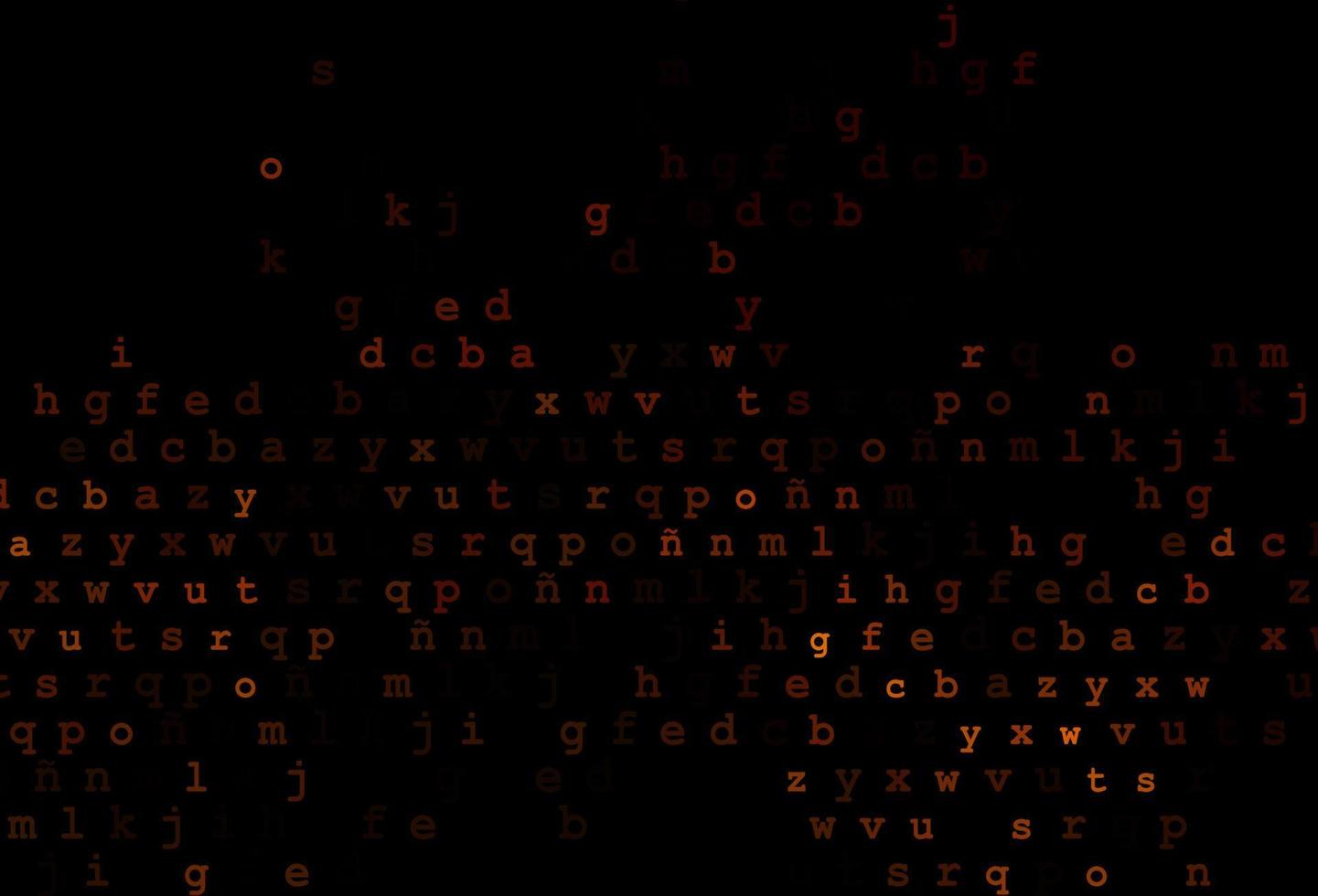 mörk gul, orange vektor bakgrund med tecken på alfabetet.