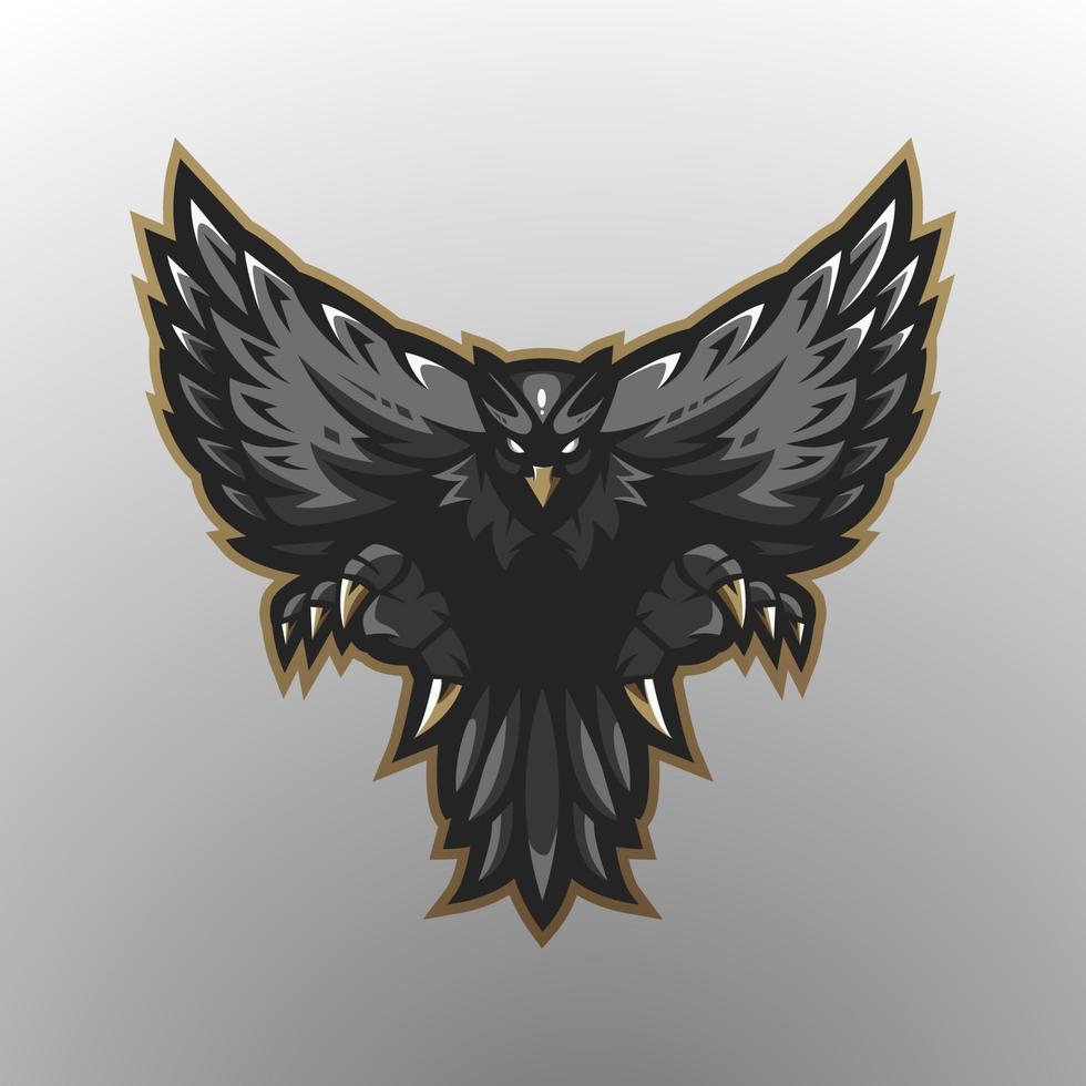 adler-maskottchen-logo-designvektor mit modernem illustrationskonzeptstil für abzeichen-, emblem- und t-shirt-druck. Black Eagle zum Spielen vektor