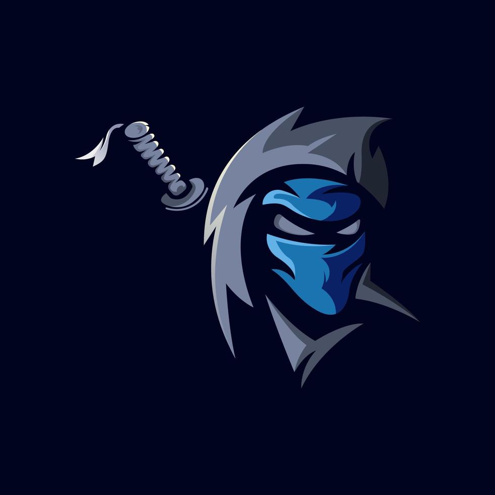 ninja e-sport maskottchen logo design illustration vektor