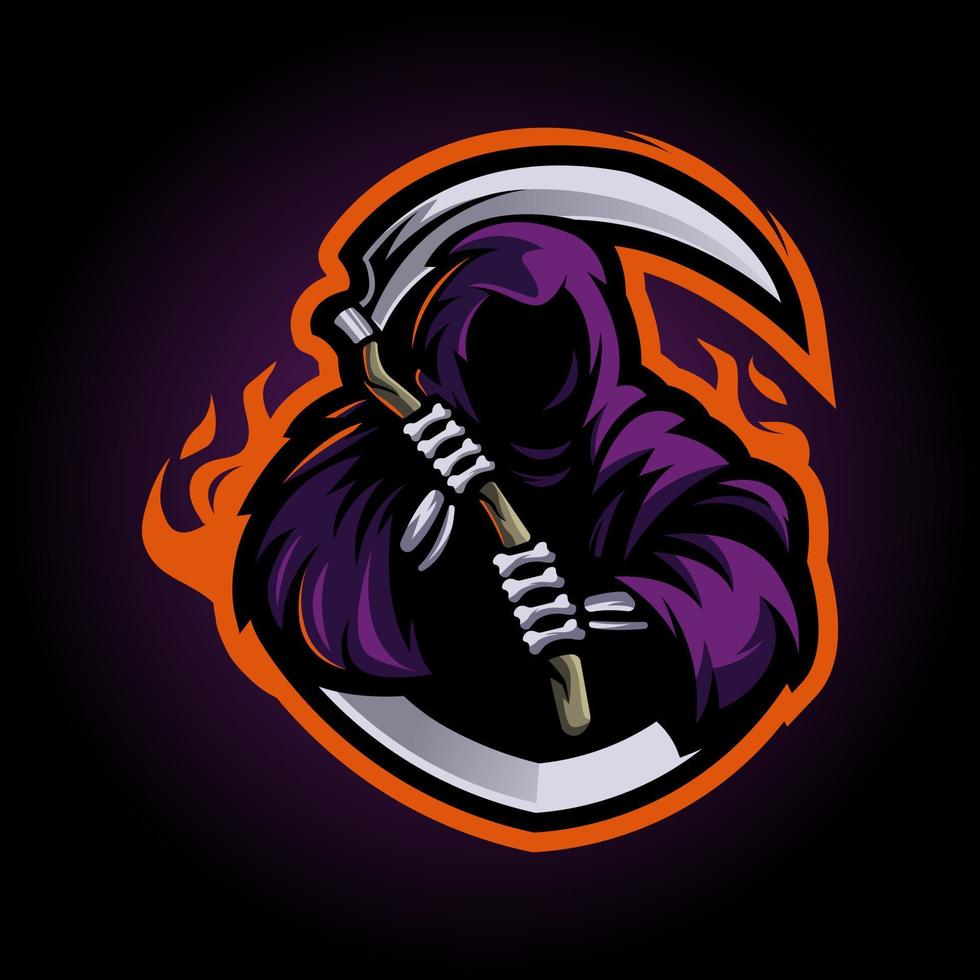 Reaper maskot logotyp design vektor med modern illustration koncept stil för märke, emblem och t-shirt utskrift. grim reaper illustration för e-sport