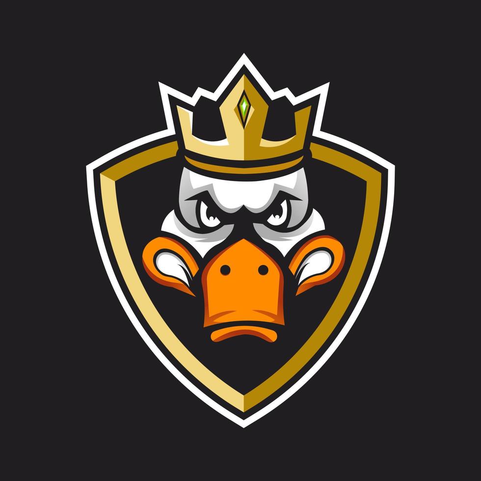 Enten-Maskottchen-Logo-Design mit modernem Illustrationskonzept-Stil für Abzeichen-, Emblem- und T-Shirt-Druck. der König der Ente vektor