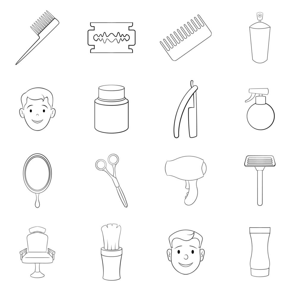 Barbershop-Icon-Set-Gliederung vektor