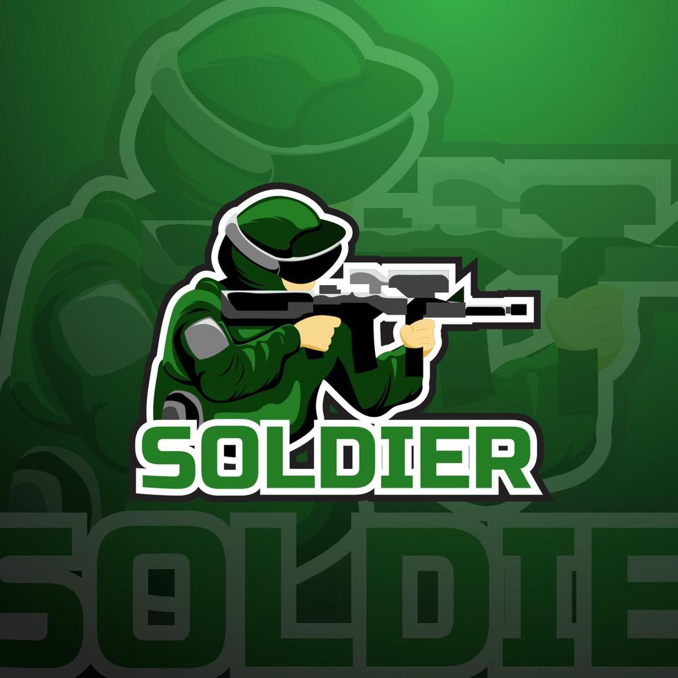 soldat esport logotyp designmall. vektor illustration