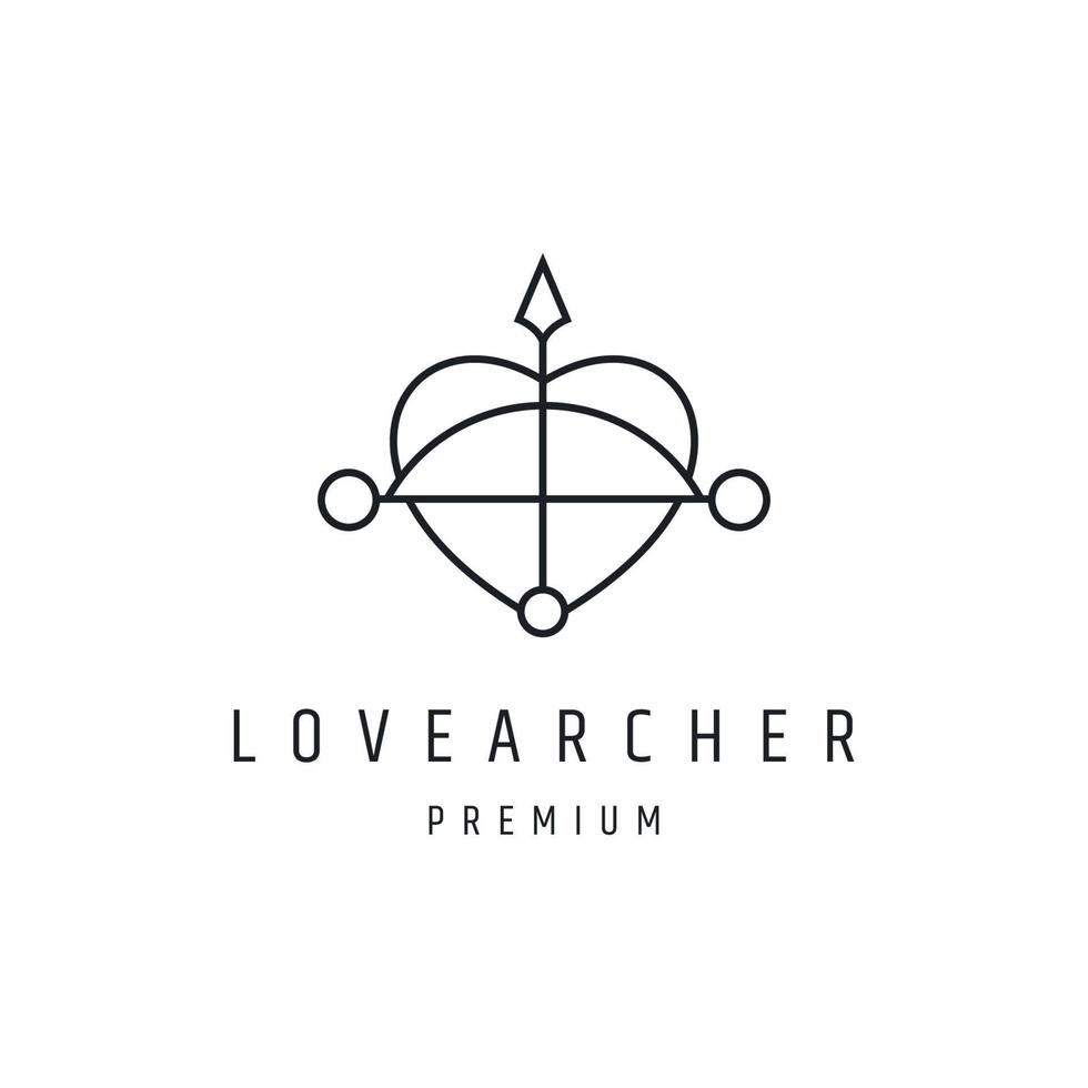 kärlek bågskytt logotyp design enkel linjär stilikon på vit bakgrund vektor