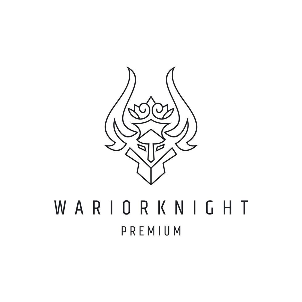 Warior Knight Logo lineares Stilsymbol auf weißem Hintergrund vektor