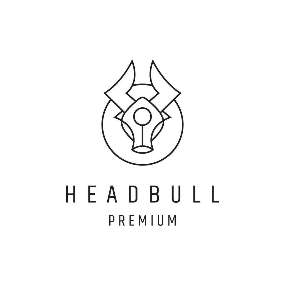 Head Bull Logo lineares Stilsymbol auf weißem Hintergrund vektor